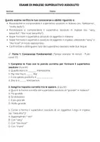 anteprima - Compiti in classe/Test - Superlativo Assoluto: Italiano e Inglese a confronto - Pagina 1