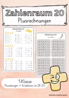 Vorschau - Arbeitsblätter - Zahlenraum 20 - Plusrechnungen und Knobeleien - Deckblatt