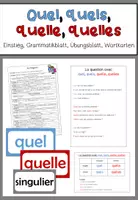Vorschau - Arbeitsblätter - Fragesatz mit quel, quels, quelle, quelles - Deckblatt