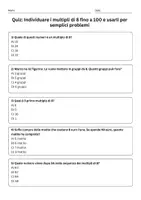 anteprima - Quiz - Individuare i multipli di 8 fino a 100 e usarli per semplici problem. - Pagina 1