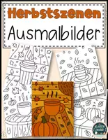 Vorschau - Arbeitsblätter - Herbstliche Szenen zum Ausmalen: Vorlagen zum Ausdrucken - Deckblatt