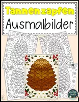 Vorschau - Mal- und Bastelvorlagen - Bunte Herbstzeit: Tannenzapfen-Ausmalbilder für Kinder - Deckblatt