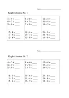 Vorschau - Arbeitsblätter - 18 Kopfrechentests Klasse 2 - Deckblatt