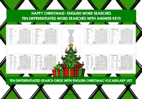 Vista previa - Unidades / Secuencias / Situaciones de Aprendizaje - ENGLISH CHRISTMAS WORD SEARCHES #1 - página 1
