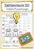 Vorschau - Mal- und Bastelvorlagen - Plusrechnungen im ZR 20 - Übungsblätter - Deckblatt