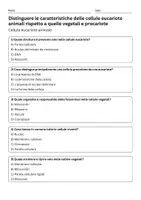 anteprima - Quiz - Quiz: Distinguere le caratteristiche delle cellule eucariote animali rispetto a quelle vegetali e procariote - Pagina 1