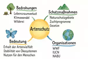 Vorschau - Arbeitsblätter - Arbeitsblatt "Artenschutz" + interaktive Lösung & MP3 + Mindmap - Seite 1