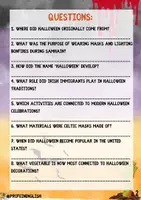 Aperçu - Feuilles d'exercices - Les origines d’Halloween. Collège. Anglais. - Page 2