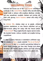 Aperçu - Feuilles d'exercices - Halloween aujourd’hui. Collège. Anglais. - Page 1