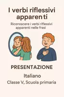 anteprima - Presentazioni / Lavagne - Riconoscere i verbi riflessivi apparenti nelle frasi. - Pagina di copertina