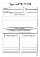 Vista previa - Refuerzo / NEE / Materiales de apoyo - Hoja de reflexión para el aula o incidentes CAT/CAST - página 1