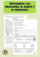 Vista previa - Hojas de trabajo - Sujeto y predicado - Portada