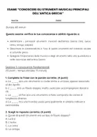 anteprima - Compiti in classe/Test - Esame: Conoscere gli strumenti musicali principali dell’antica Grecia - Pagina 1