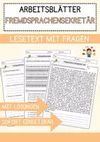 Vorschau - Arbeitsblätter - Fremdsprachensekretär Beruf Arbeitsblätter mit Fragen + Lösungen Deutsch DaZ AB - Deckblatt