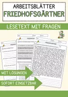 Vorschau - Arbeitsblätter - Friedhofsgärtner Beruf Arbeitsblätter mit Fragen + Lösungen Deutsch DaZ AB - Deckblatt