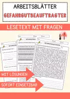 Vorschau - Arbeitsblätter - Gefahrgutbeauftragter Beruf Arbeitsblätter mit Fragen + Lösungen Deutsch DaZ AB - Deckblatt