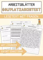 Vorschau - Arbeitsblätter - Golfplatzarchitekt Beruf Arbeitsblätter mit Fragen + Lösungen Deutsch DaZ AB - Deckblatt