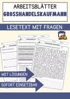 Vorschau - Arbeitsblätter - Großhandelskaufmann Beruf Arbeitsblätter mit Fragen + Lösungen Deutsch DaZ AB - Deckblatt