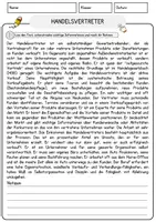 Vorschau - Arbeitsblätter - Handelsvertreter Beruf Arbeitsblätter mit Fragen + Lösungen Deutsch DaZ AB - Seite 1