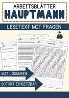 Vorschau - Arbeitsblätter - Hauptmann Beruf Arbeitsblätter mit Fragen + Lösungen Deutsch DaZ AB - Deckblatt