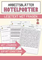 Vorschau - Arbeitsblätter - Hotelportier Beruf Arbeitsblätter mit Fragen + Lösungen Deutsch DaZ AB - Deckblatt