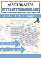 Vorschau - Arbeitsblätter - nternetkriminologe Beruf Arbeitsblätter mit Fragen + Lösungen Deutsch DaZ AB - Deckblatt