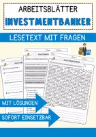 Vorschau - Arbeitsblätter - nvestmentbanker Beruf Arbeitsblätter mit Fragen + Lösungen Deutsch DaZ AB - Deckblatt