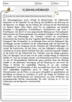 Vorschau - Arbeitsblätter - Klimaanlagenbauer Beruf Arbeitsblätter mit Fragen + Lösungen Deutsch DaZ AB - Seite 1