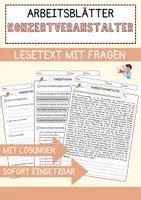 Vorschau - Arbeitsblätter - Konzertveranstalter Beruf Arbeitsblätter mit Fragen + Lösungen Deutsch DaZ AB - Deckblatt