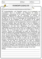 Vorschau - Arbeitsblätter - Krankenpflegehelfer Beruf Arbeitsblätter mit Fragen + Lösungen Deutsch DaZ AB - Seite 1