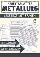 Vorschau - Arbeitsblätter - Metallurg Beruf Arbeitsblätter mit Fragen + Lösungen Deutsch DaZ AB - Deckblatt