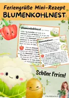 Vorschau - Mal- und Bastelvorlagen - Rezept Blumenkohlnest Feriengruß Klasse 4 bis 9 - Deckblatt