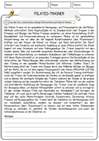 Vorschau - Arbeitsblätter - Pilates-Trainer Beruf Arbeitsblätter mit Fragen + Lösungen Deutsch DaZ AB - Seite 1