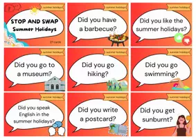 Vorschau - Spiele - Stop and Swap Cards - Simple Past Summer Holidays - Deckblatt