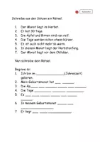 Vorschau - Arbeitsblätter - Kalenderrätsel zum September - Deckblatt
