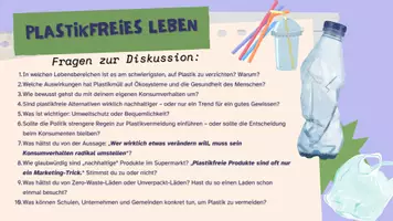 Vorschau - Arbeitsblätter - Plastikfreies Leben - Fragen zur Diskussion - Deckblatt