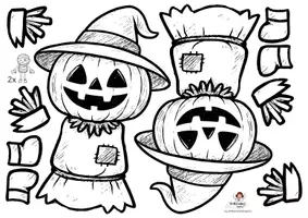 Vorschau - Mal- und Bastelvorlagen - Halloween Bastelvorlage Girlande: Süße Halloweenfiguren Kunstunterricht Klasse 1-4 (Herbst basteln / Hexentreppen / Deko) - Seite 3