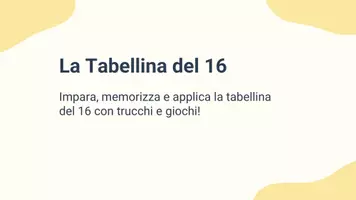 anteprima - Presentazioni / Lavagne - Memorizzare e applicare la tabellina del 16 in semplici esercizi di calcolo. - Pagina 1