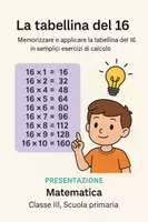 anteprima - Presentazioni / Lavagne - Memorizzare e applicare la tabellina del 16 in semplici esercizi di calcolo. - Pagina di copertina
