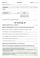 Vorschau - Arbeitsblätter - Klassenarbeit Deutsch zum Thema Brief - Seite 1