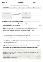 Vorschau - Arbeitsblätter - Klassenarbeit Deutsch zum Thema Brief - Deckblatt