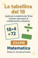 anteprima - Compiti in classe/Test - Applicare la tabellina del 18 per risolvere operazioni di moltiplicazione e divisione. - Pagina di copertina