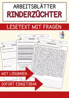 Vorschau - Arbeitsblätter - Rinderzüchter Beruf Arbeitsblätter mit Fragen + Lösungen Deutsch DaZ AB - Deckblatt