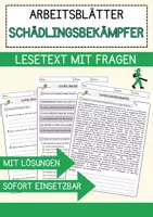 Vorschau - Arbeitsblätter - Schädlingsbekämpfer Beruf Arbeitsblätter mit Fragen + Lösungen Deutsch DaZ AB - Deckblatt
