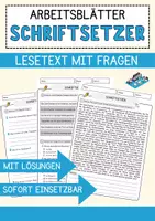 Vorschau - Arbeitsblätter - Schriftsetzer Beruf Arbeitsblätter mit Fragen + Lösungen Deutsch DaZ AB - Deckblatt