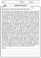 Vorschau - Arbeitsblätter - Schriftsteller Beruf Arbeitsblätter mit Fragen + Lösungen Deutsch DaZ AB - Seite 1