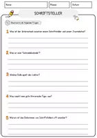 Vorschau - Arbeitsblätter - Schriftsteller Beruf Arbeitsblätter mit Fragen + Lösungen Deutsch DaZ AB - Seite 3