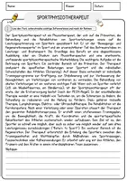 Vorschau - Arbeitsblätter - Sportphysiotherapeut Beruf Arbeitsblätter mit Fragen + Lösungen Deutsch DaZ AB - Seite 1