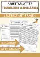 Vorschau - Arbeitsblätter - Technischer Modellbauer Beruf Arbeitsblätter mit Fragen + Lösungen Deutsch DaZ AB - Deckblatt