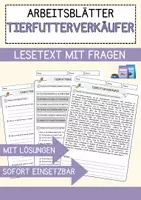 Vorschau - Arbeitsblätter - Tierfutterverkäufer Beruf Arbeitsblätter mit Fragen + Lösungen Deutsch DaZ AB - Deckblatt